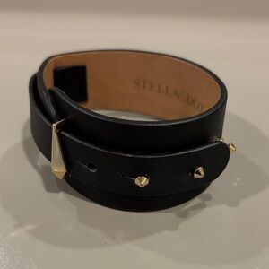 Stella & Dot Black Leather Studded Bracelet